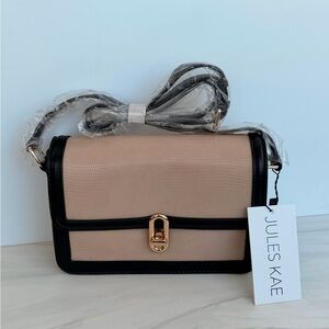 Jules Kae Mia Beige and Black Crossbody Shoulder Bag